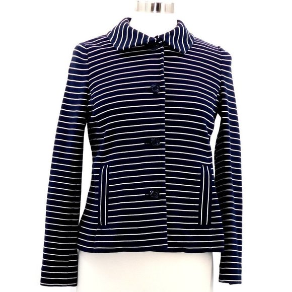 Talbots Nautical Navy Blue/White Striped Blazer - Picture 4 of 10